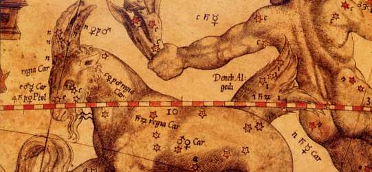 Ausschnitt aus dem Mercator-Himmelsglobus von 1551. Foto KSM