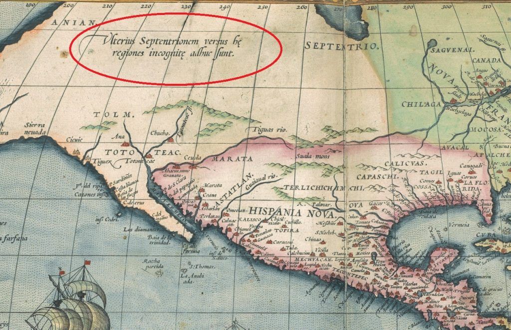 Ausschnitt Atlas Ortelius Amerika Public Domain